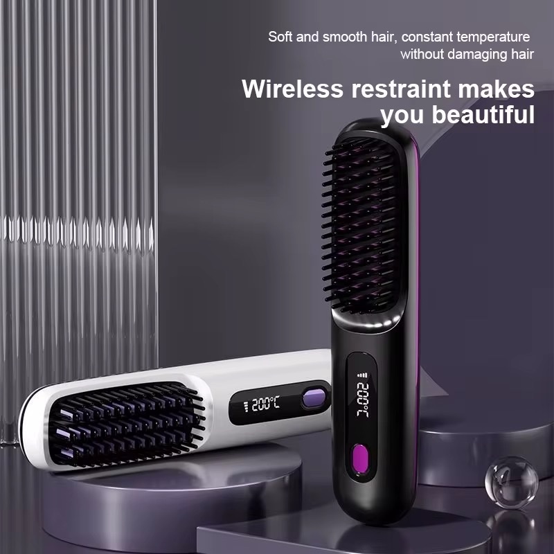 peigne Lissante Chauffante Sans Fil Rechargeable USB - Lisseur Portable - Photo 4