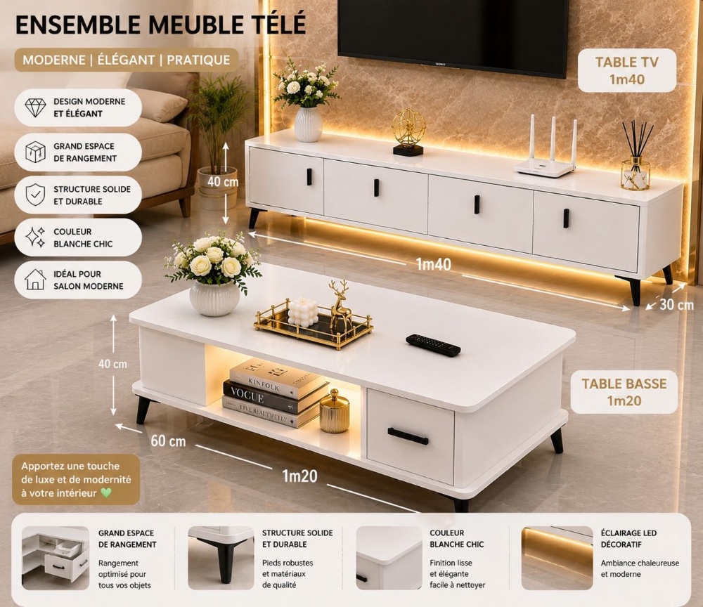 Table basse plus table tv