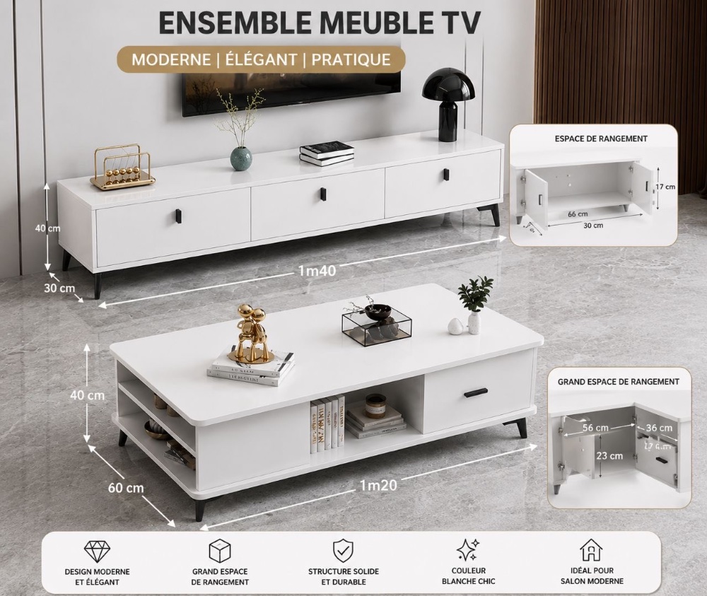 Table basse plus table tv