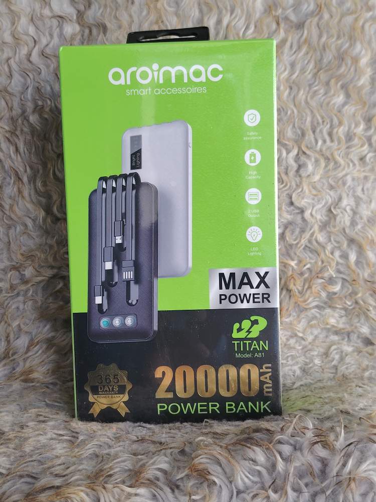 ​⚡ Power Bank Aroimac TITAN 20 000 mAh – L'Énergie Absolue à Portée de Main !