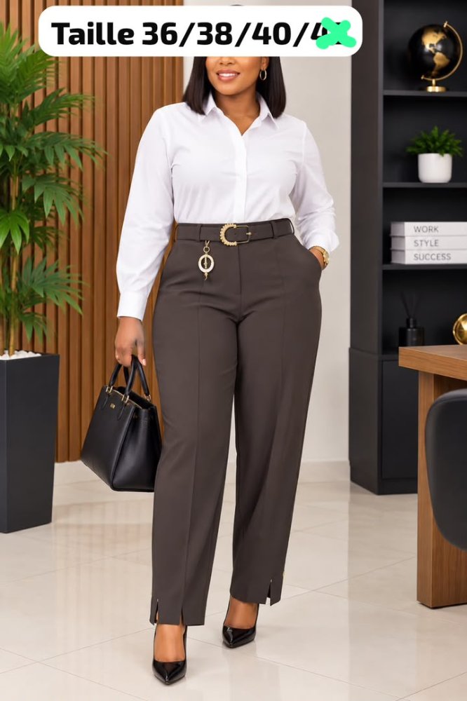 Pantalon classique bas coupé avec petite fente